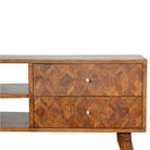 Zig-zag Parquet Pattern TV Stand in Chestnut-effect Mango Wood - Price Crash Furniture