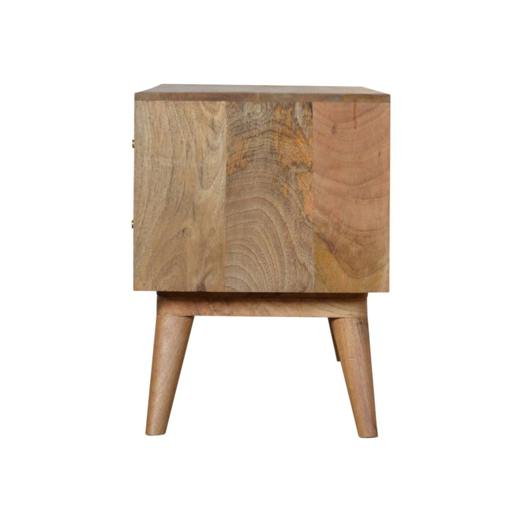 Zig-zag Parquet Pattern TV Stand in Oak-effect Mango Wood - Price Crash Furniture