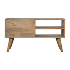 Zig-zag Parquet Pattern TV Stand in Oak-effect Mango Wood - Price Crash Furniture