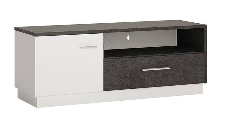 Zingaro 1 door 1 drawer TV unit in dark loft and white alpine - Price Crash Furniture