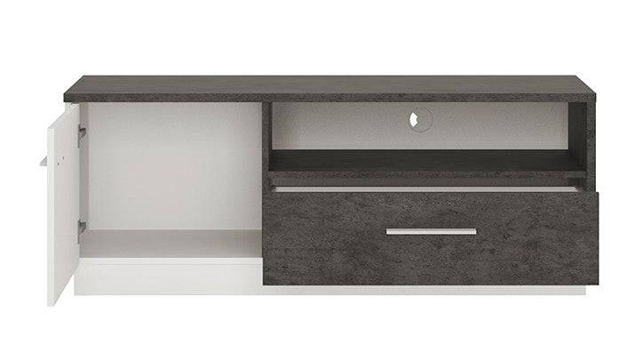 Zingaro 1 door 1 drawer TV unit in dark loft and white alpine - Price Crash Furniture