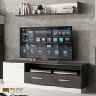 Zingaro 1 door 2 drawer wide TV unit in dark loft and white alpine - Price Crash Furniture