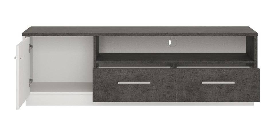 Zingaro 1 door 2 drawer wide TV unit in dark loft and white alpine - Price Crash Furniture