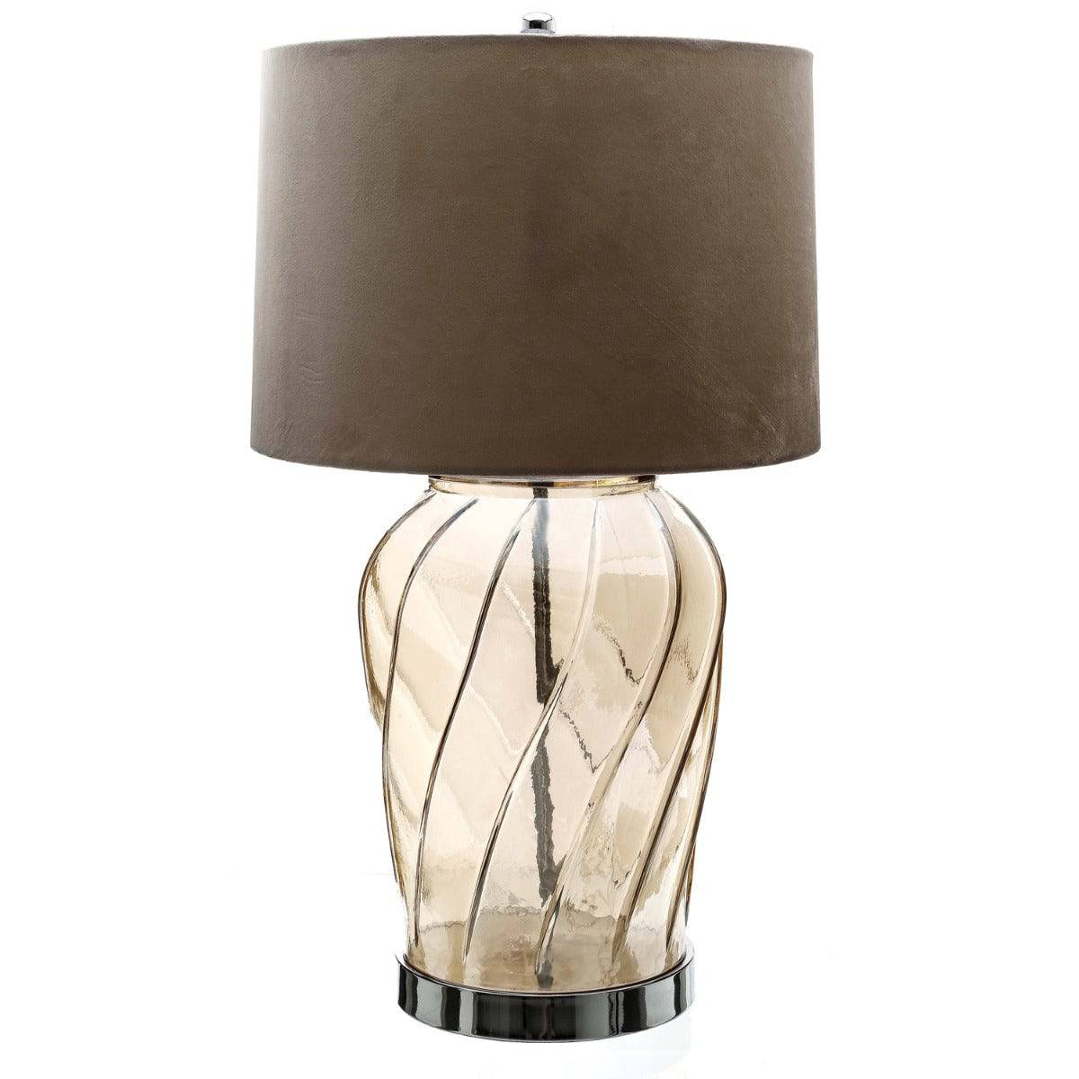 Ambassador Metallic Glass Lamp With Velvet Shade - Price Crash Furniture