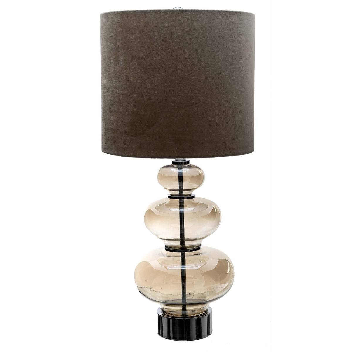 Ambassador Metallic Glass Lamp With Velvet Shade - Price Crash Furniture