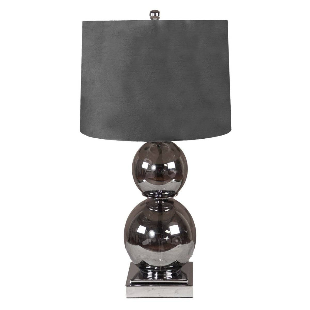 Alberta Metallic Glass Lamp With Velvet Shade - Price Crash Furniture