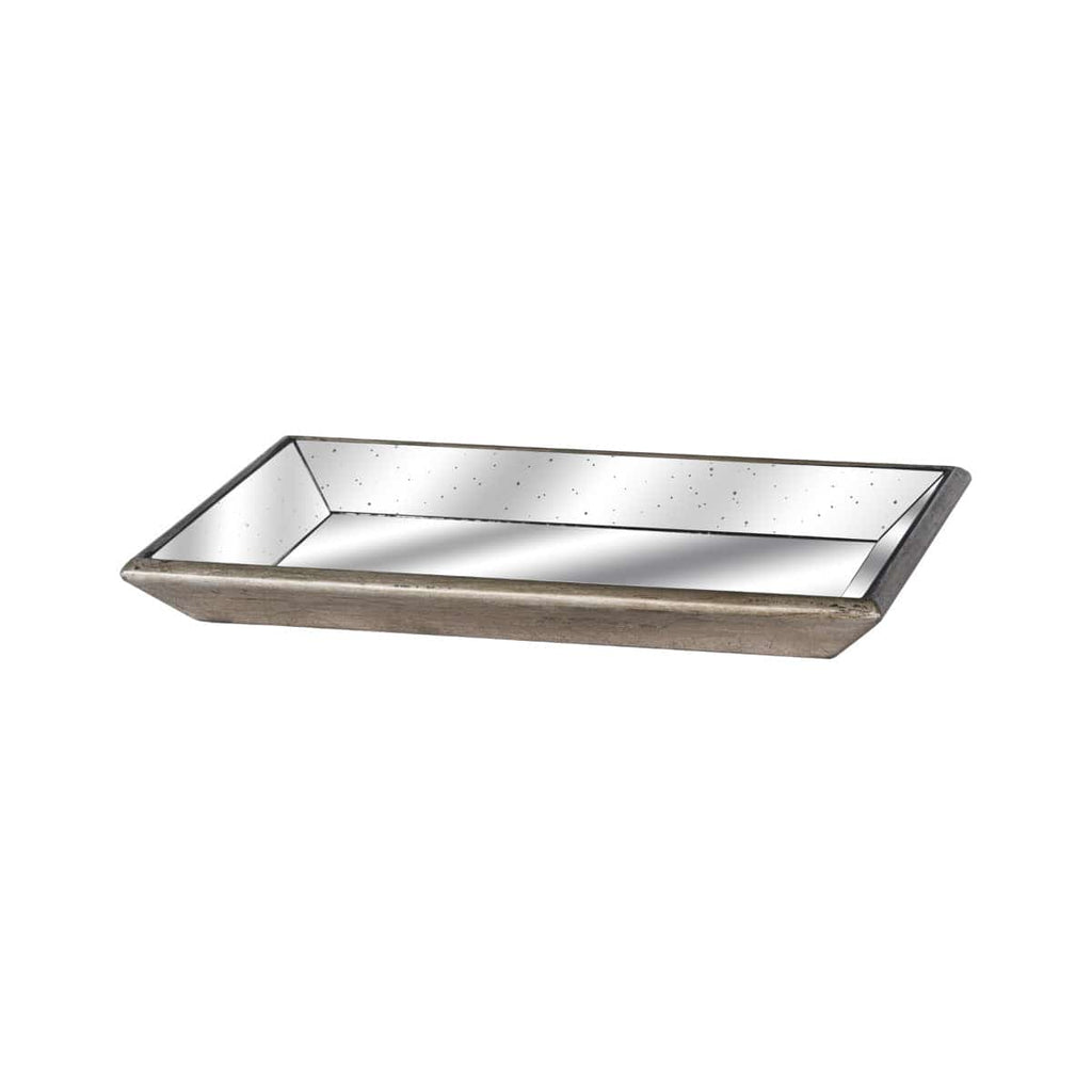 Astor Distressed Mirrored Tray With Wooden Detailing - Price Crash Furniture