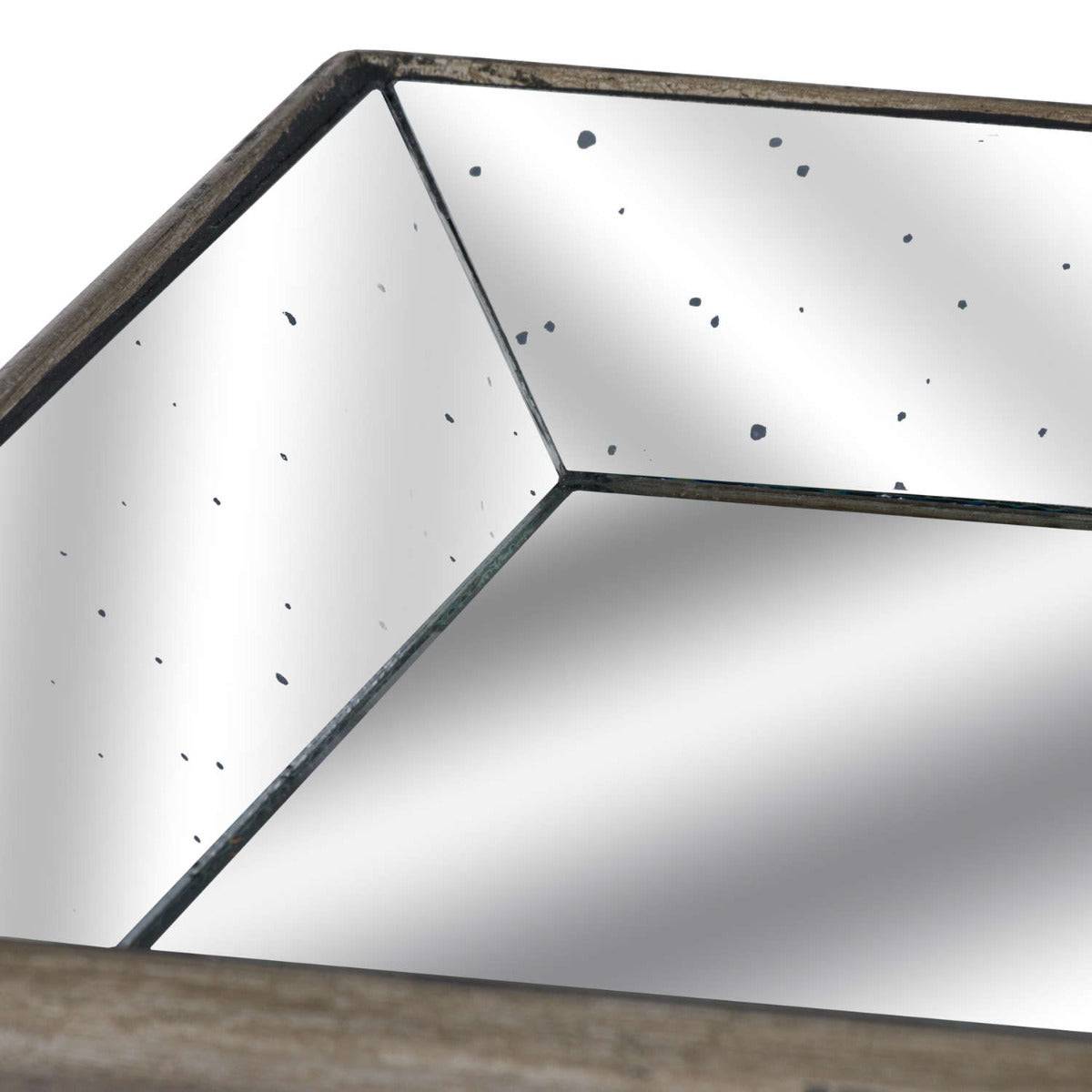 Astor Distressed Mirrored Tray With Wooden Detailing - Price Crash Furniture