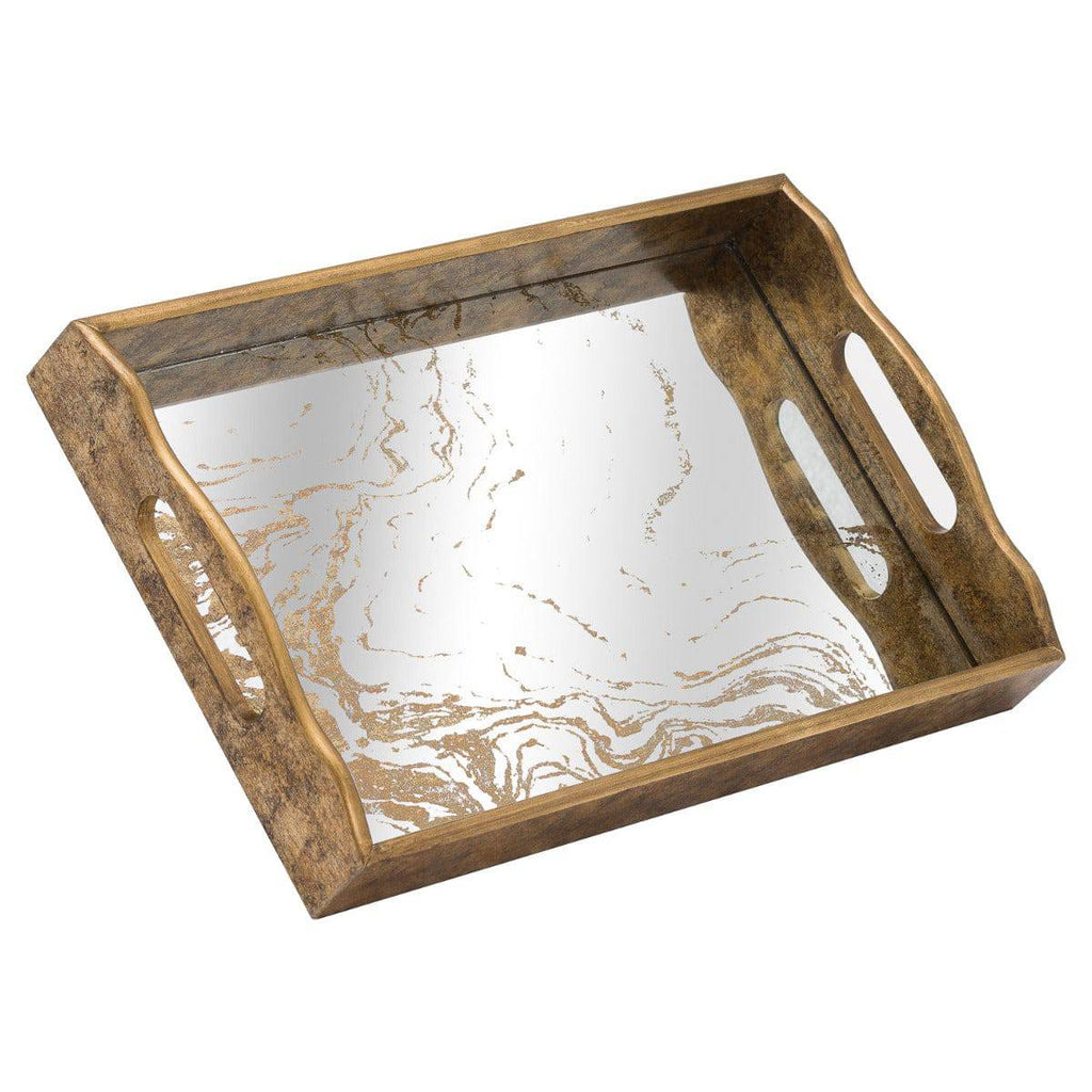 Augustus Mirrored Tray With Marbling Effect - Price Crash Furniture