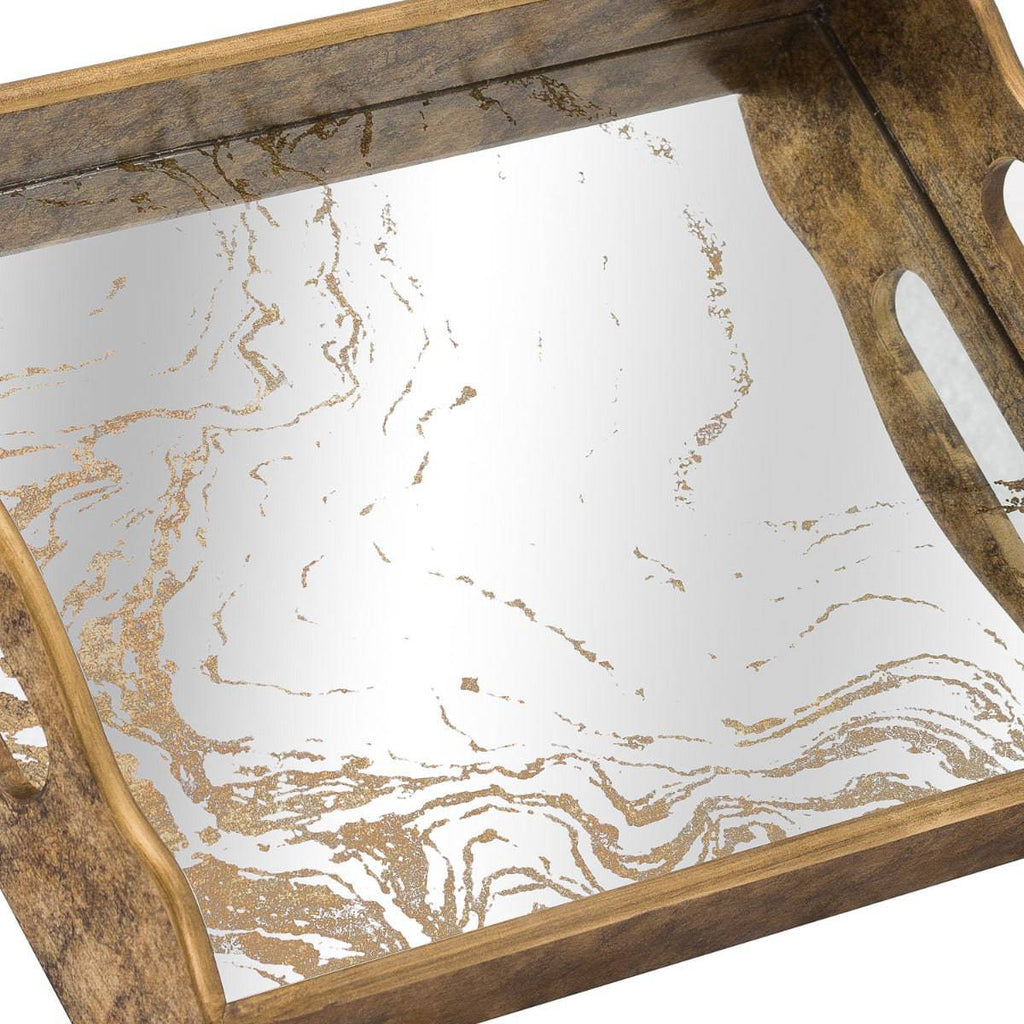 Augustus Mirrored Tray With Marbling Effect - Price Crash Furniture
