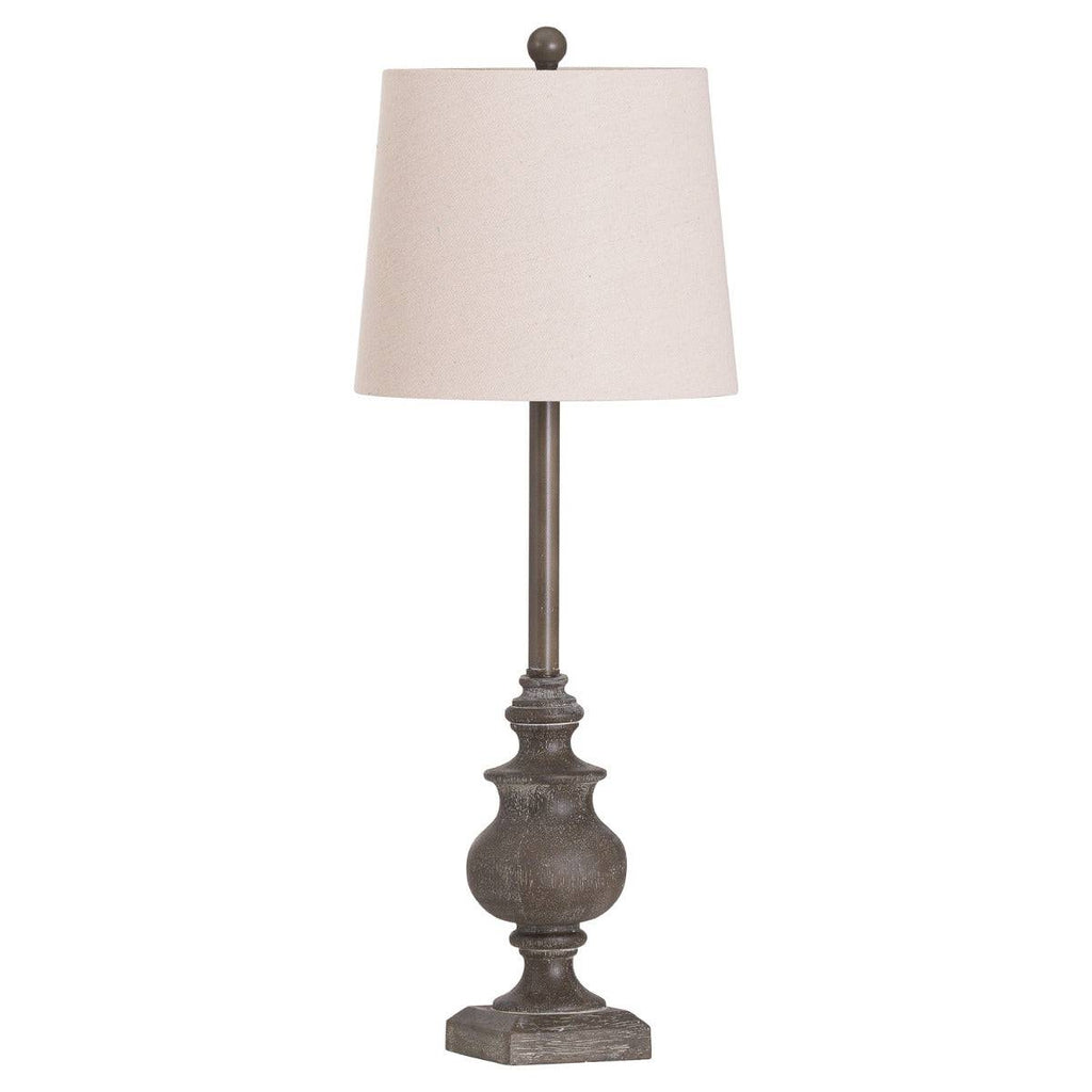 Calven Antiqued Table Lamp With Natural Shade - Price Crash Furniture