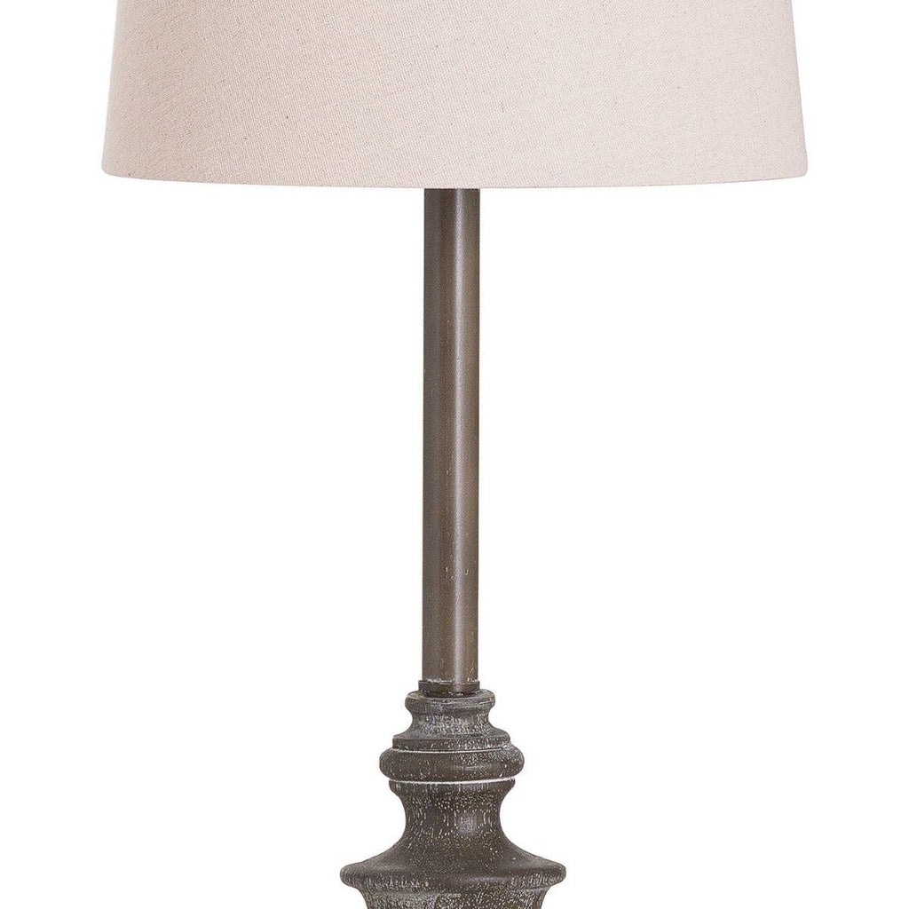 Calven Antiqued Table Lamp With Natural Shade - Price Crash Furniture