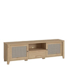 Cestino 2 Door 1 Drawer TV Unit in Jackson Hickory Oak and Rattan Effect - Price Crash Furniture