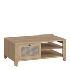 Cestino Coffee Table With 1 Drawer In Jackson Hickory Oak And Rattan Effect - Price Crash Furniture