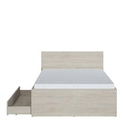 Denim 120cm Bed with 1 Drawer in Light Walnut, Grey Fabric Effect and Cashmere - Price Crash Furniture