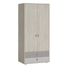 Denim 2 Door 2 Drawer Wardrobe in Light Walnut, Grey Fabric Effect and Cashmere - Price Crash Furniture