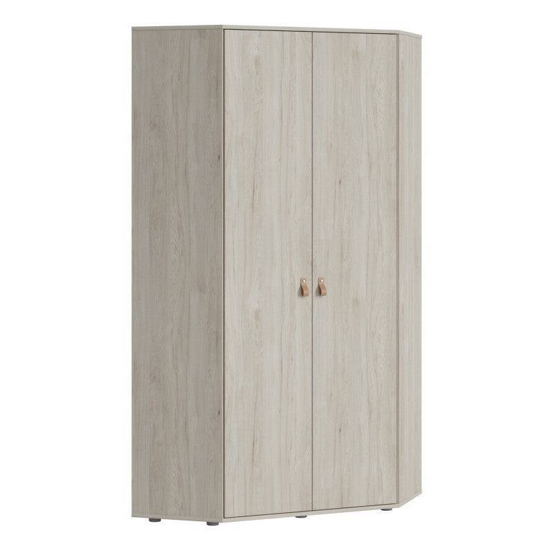 Denim 2 Door Corner Wardrobe in Light Walnut - Price Crash Furniture