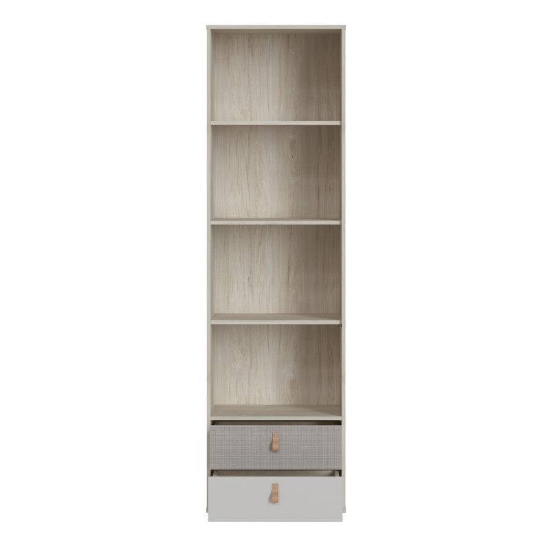 Denim 2 Drawer Bedside Cabinet in Light Walnut, Grey Fabric Effect and Cashmere - Price Crash Furniture
