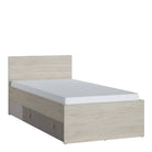 Denim 90cm Bed with 1 Drawer in Light Walnut, Grey Fabric Effect and Cashmere - Price Crash Furniture