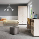 Denim 90cm Bed with 1 Drawer in Light Walnut, Grey Fabric Effect and Cashmere - Price Crash Furniture