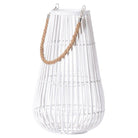 Domed White Lantern With Rope Detail - Price Crash Furniture