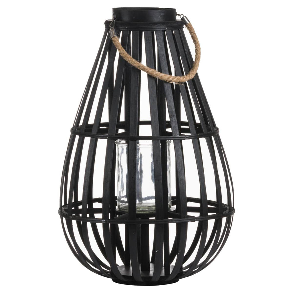 Floor Standing Domed Wicker Lantern With Rope Detail - Price Crash Furniture