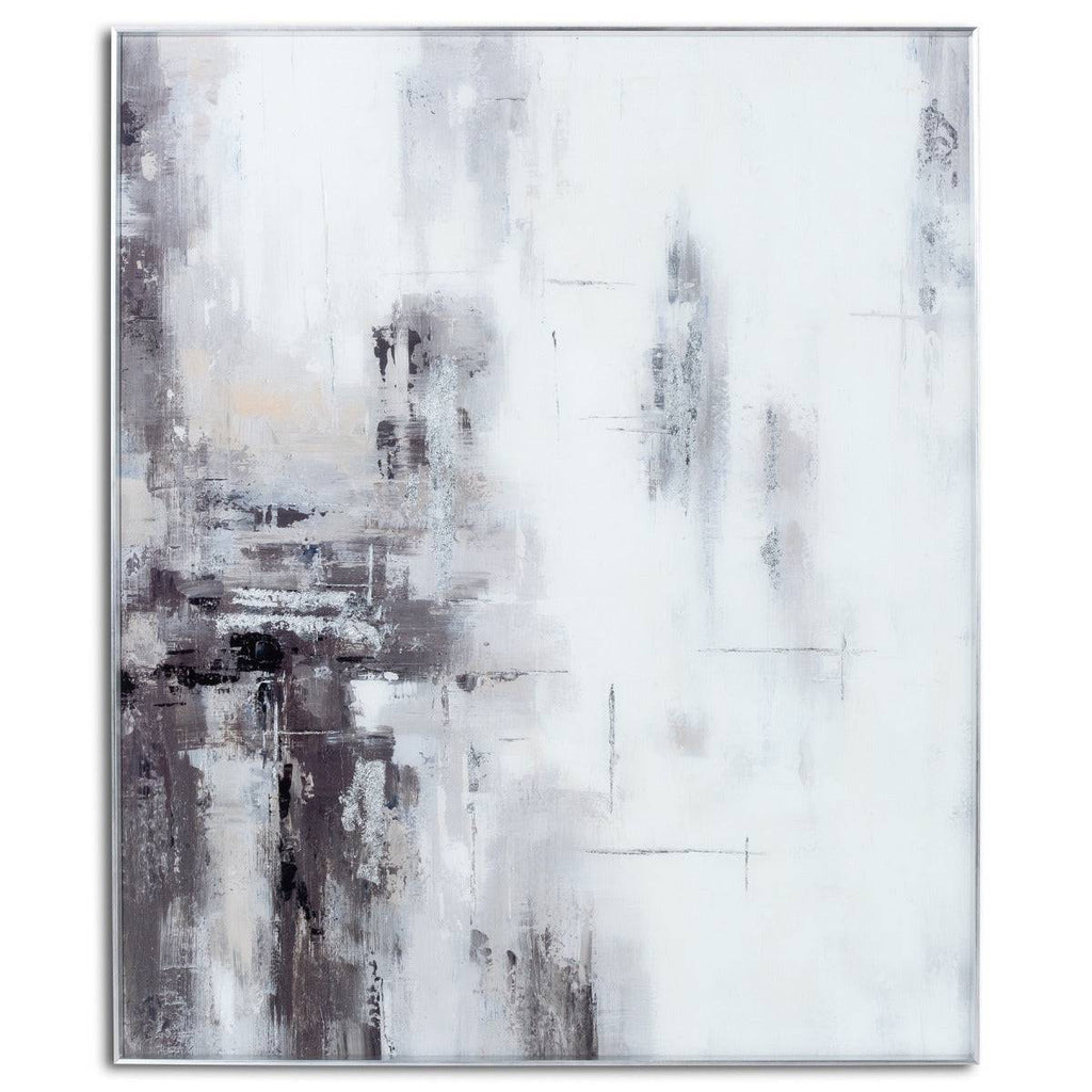 Hand Painted Black And White Soft Abstract Painting - Price Crash Furniture