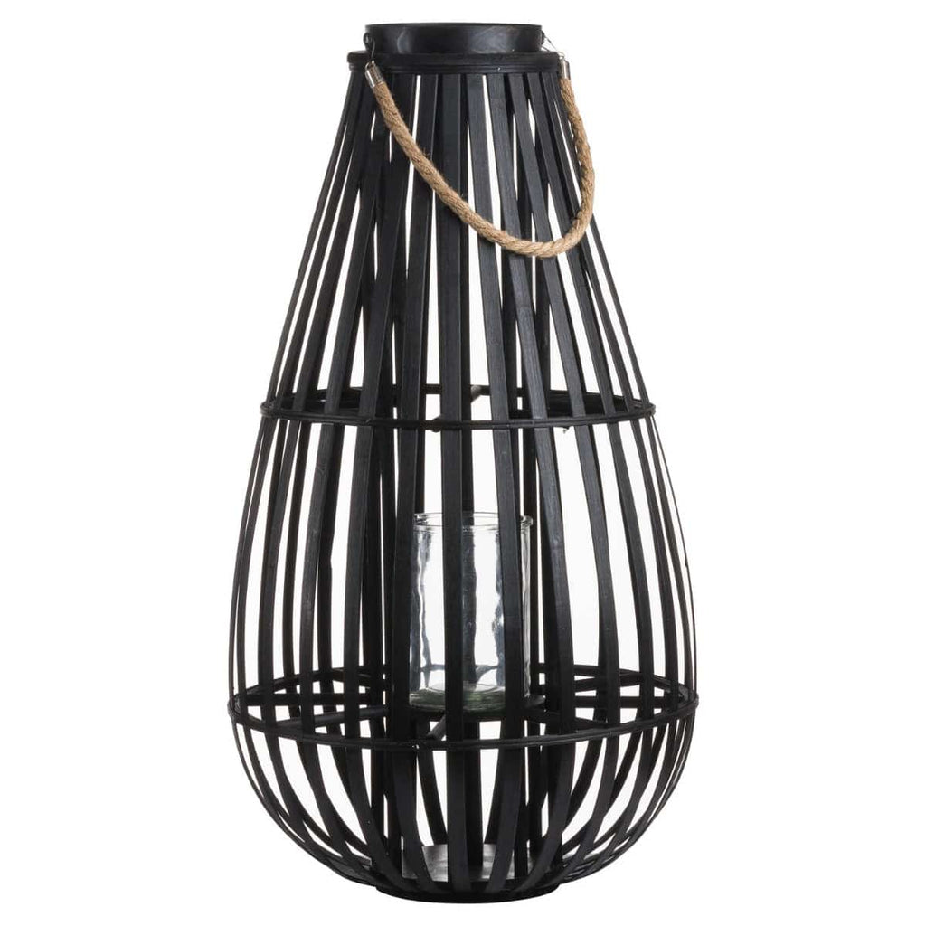 Large Floor Standing Domed Wicker Lantern With Rope Detail - Price Crash Furniture