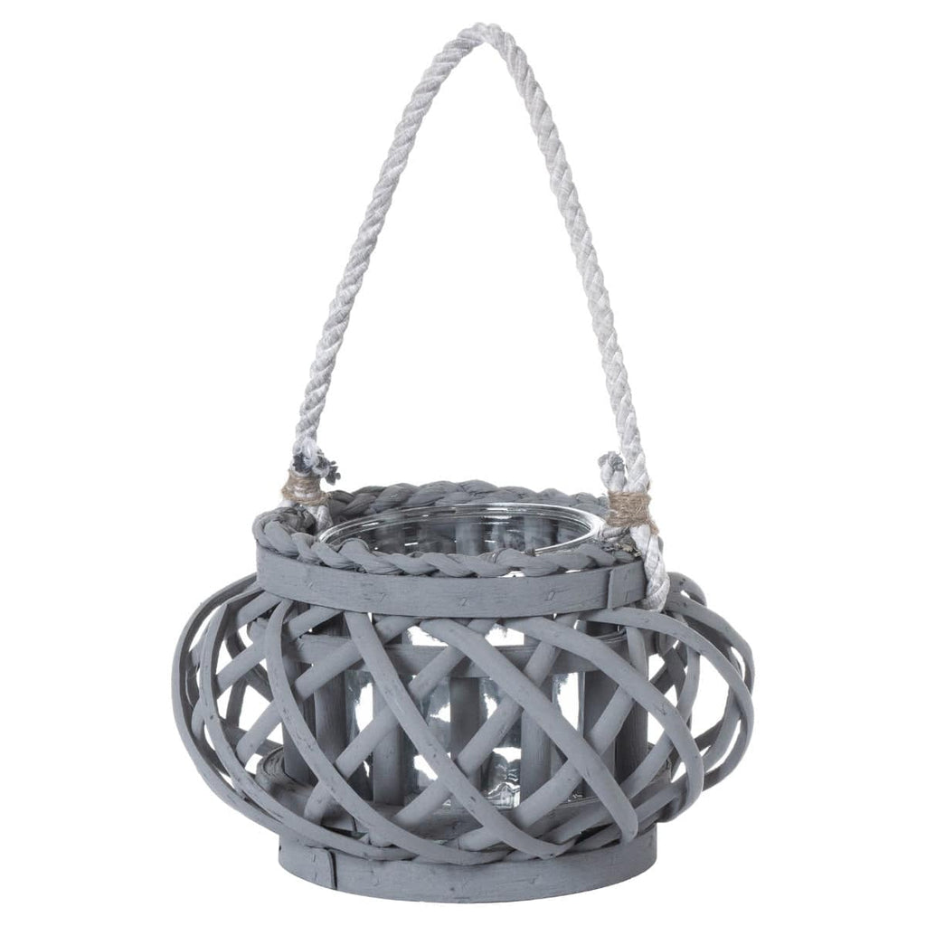 Large Grey Wicker Basket Lantern - Price Crash Furniture