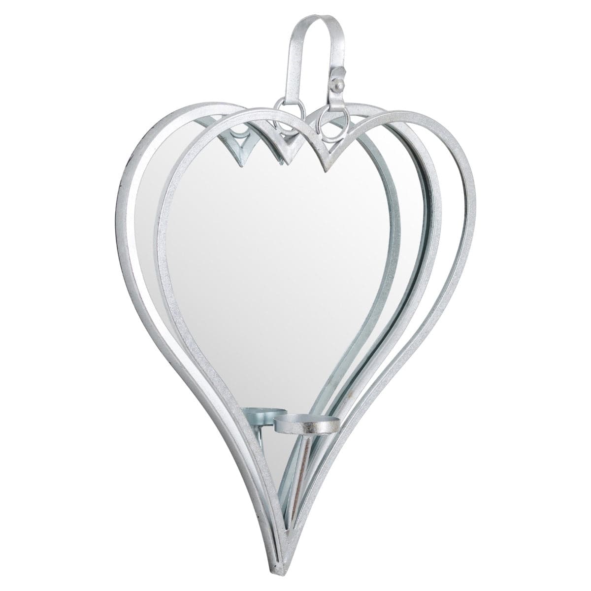 Large Silver Mirrored Heart Candle Holder - Price Crash Furniture