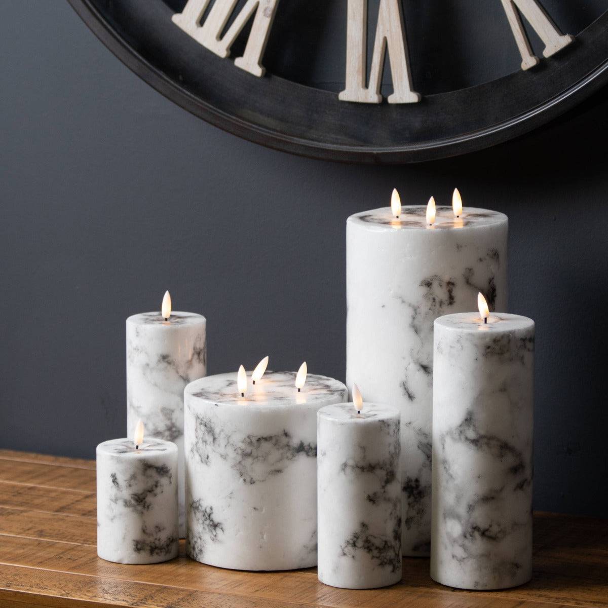 Luxe Collection Natural Glow 3x4 Marble Effect LED Candle - Price Crash Furniture