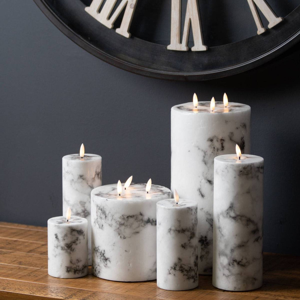 Luxe Collection Natural Glow 3x6 Marble Effect LED Candle - Price Crash Furniture