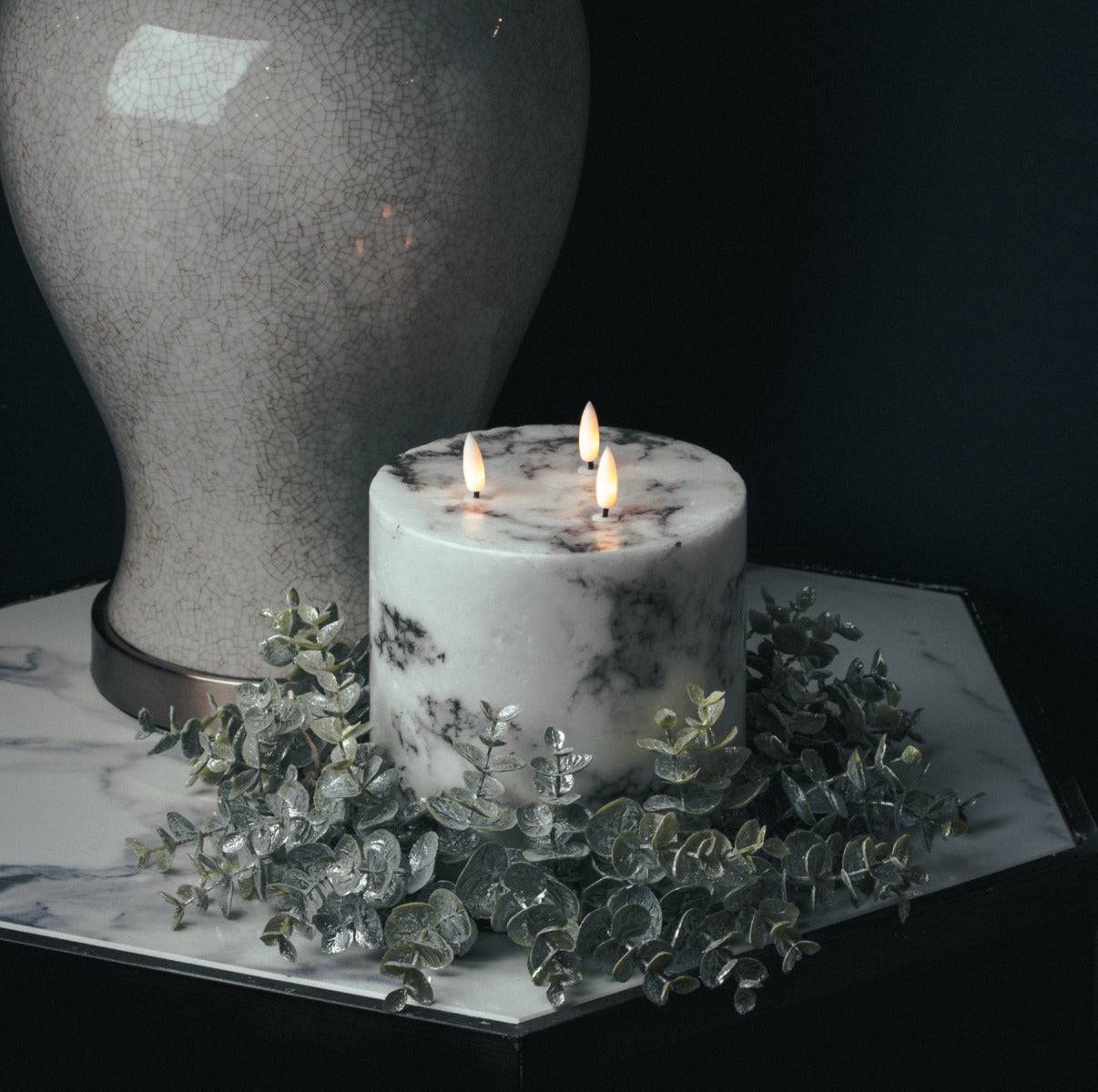 Luxe Collection Natural Glow 6x6 Marble Effect LED Candle - Price Crash Furniture