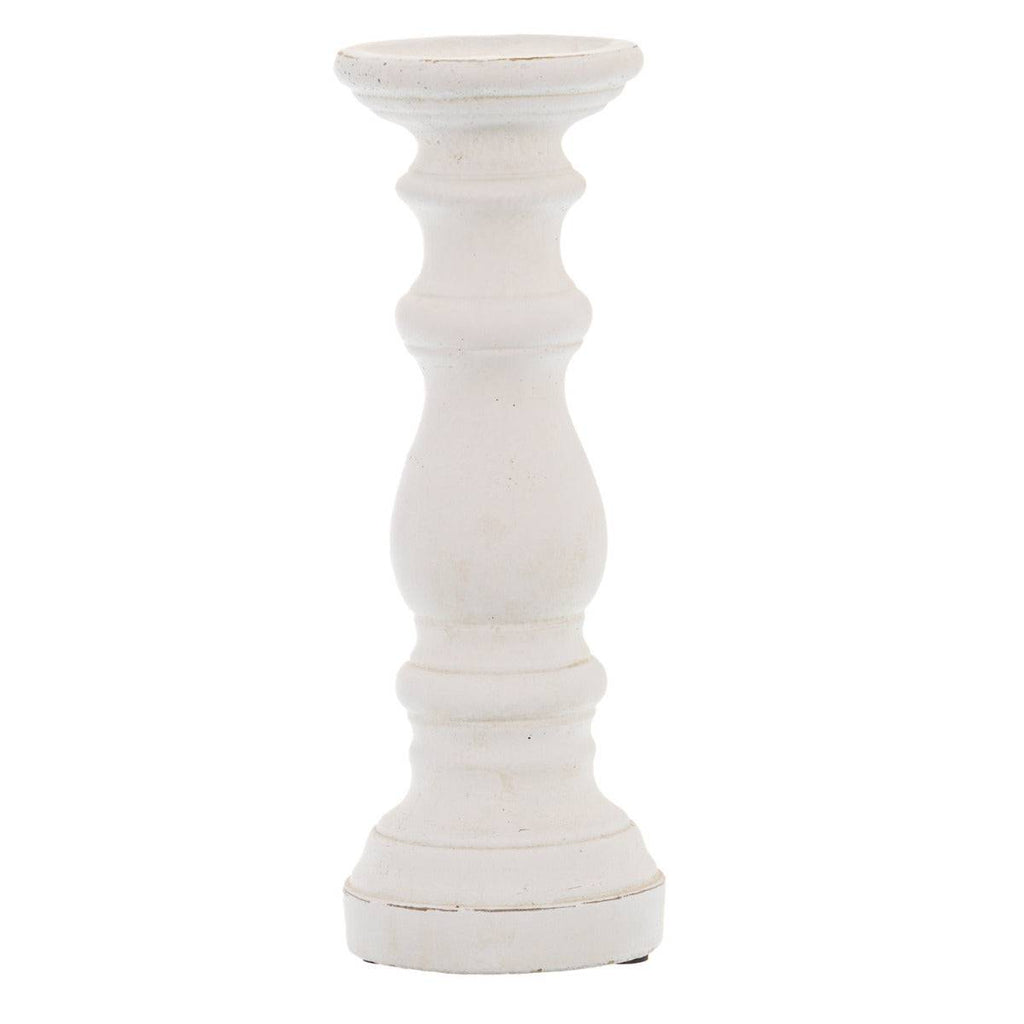 Matt White Large Ceramic Column Candle Holder - Price Crash Furniture