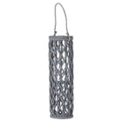 Medium Grey Wicker Lantern With Glass Hurricane - Price Crash Furniture