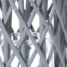 Medium Grey Wicker Lantern With Glass Hurricane - Price Crash Furniture