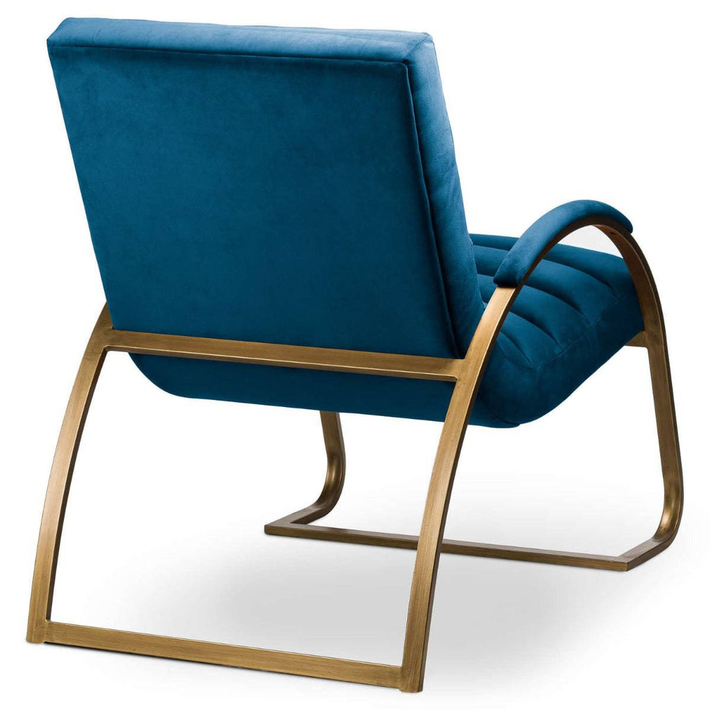 Navy And Brass Ribbed Ark Chair - Price Crash Furniture