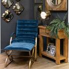 Navy And Brass Ribbed Ark Chair - Price Crash Furniture