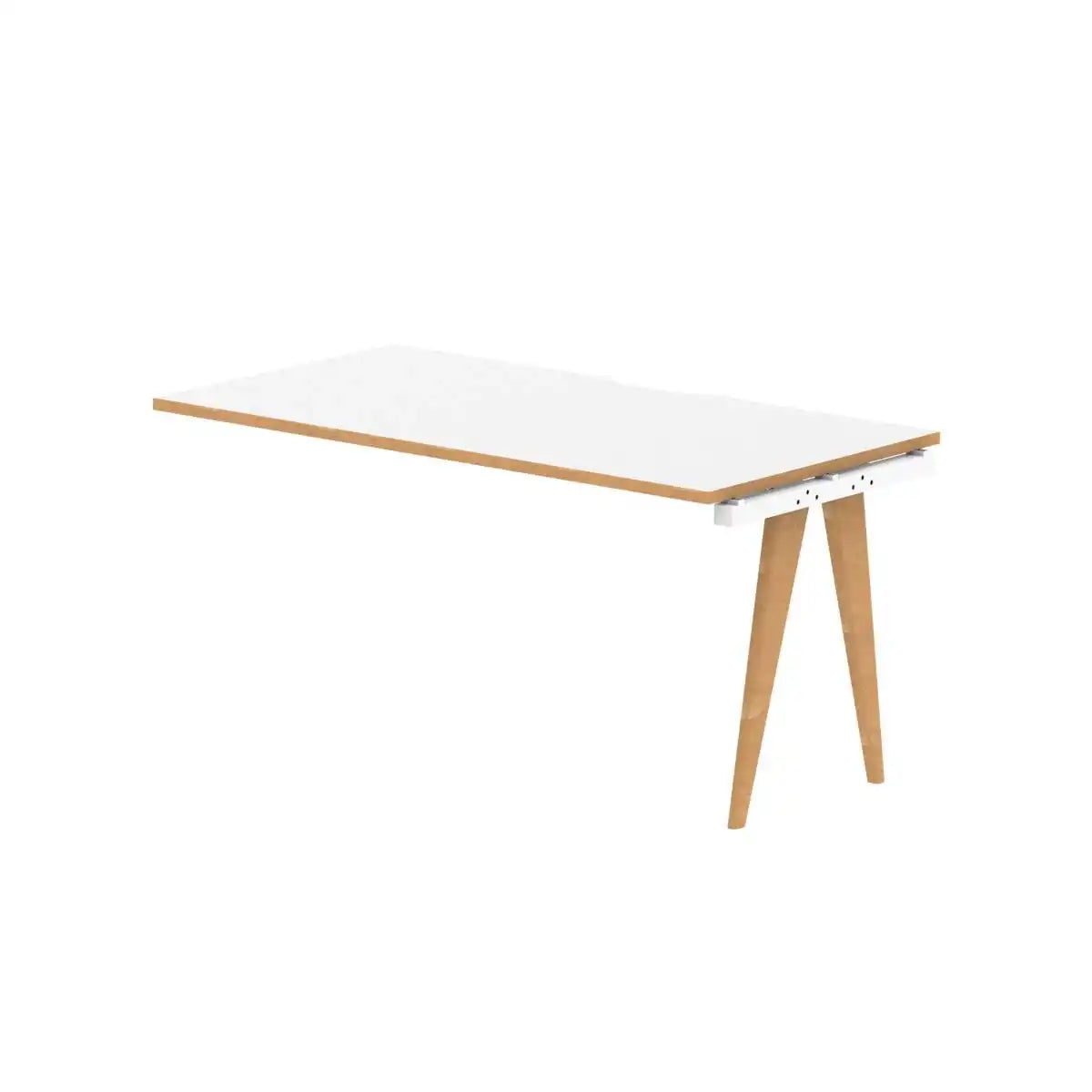 Oslo 1400mm Single Row Ext Kit White Top Natural Wood Edge White Frame - Price Crash Furniture