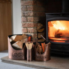 Pewter Finish Logs And Kindling Buckets & Matchstick Holder - Price Crash Furniture