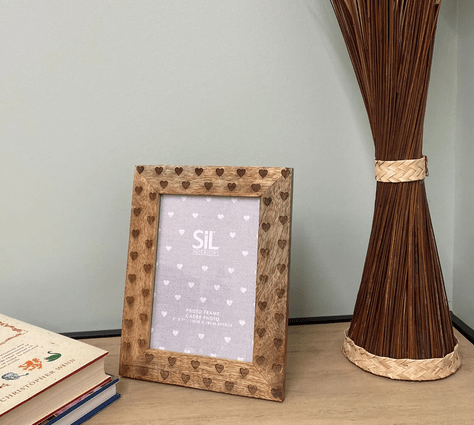 Wood 5x7" Photo Frame With Hearts - Price Crash Furniture