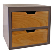 2 Drawer Chest In Grey Finish With Natural Drawers With Removable Legs - Price Crash Furniture