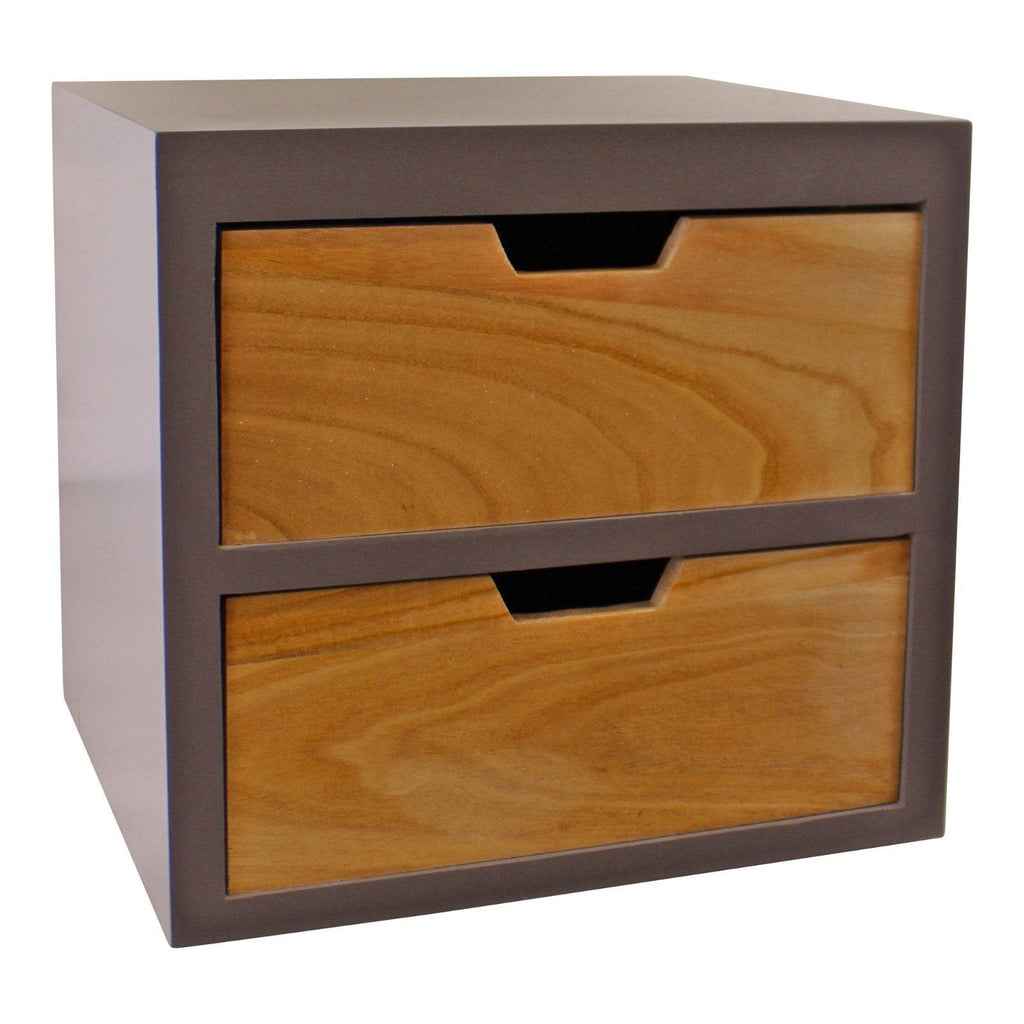 2 Drawer Chest In Grey Finish With Natural Drawers With Removable Legs - Price Crash Furniture