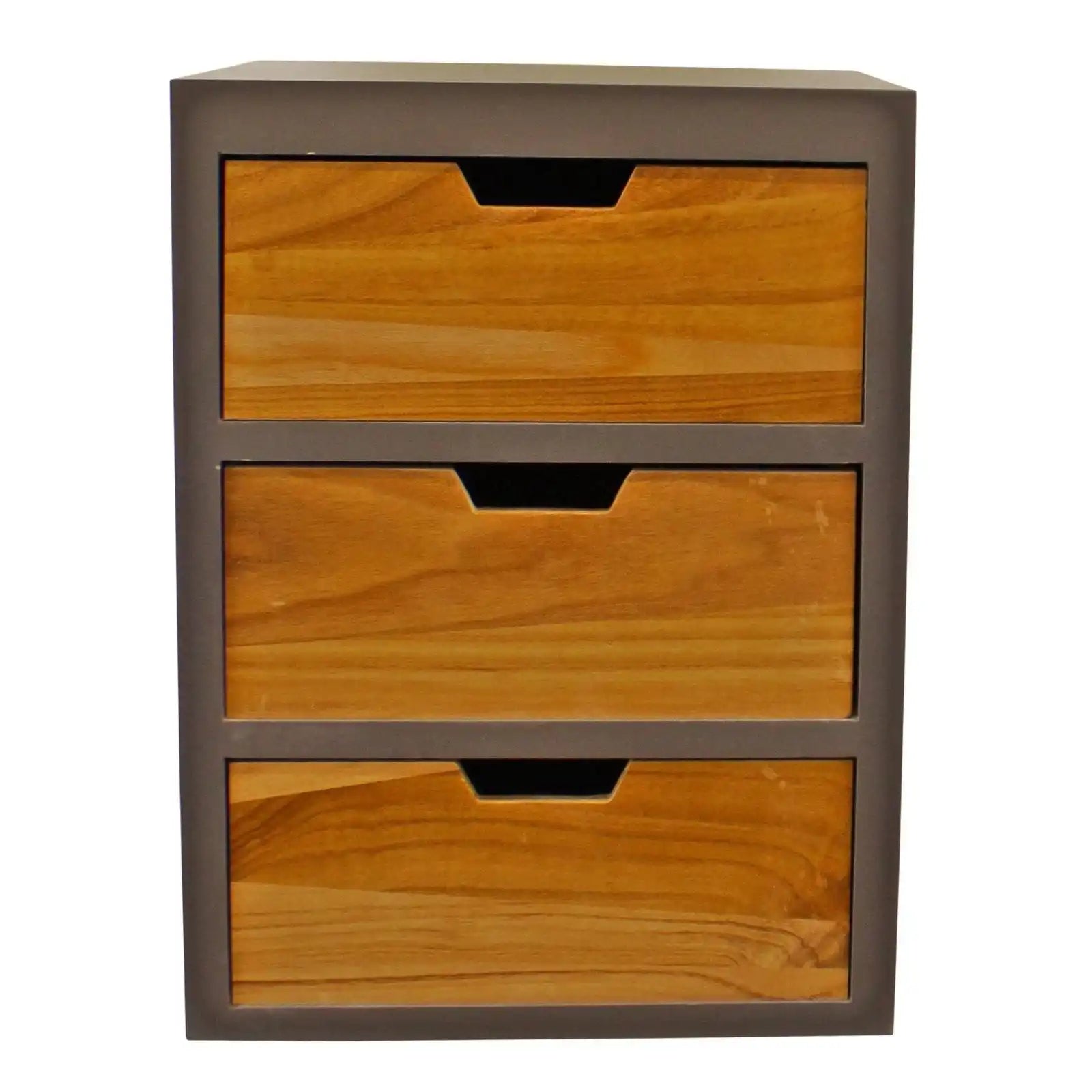 3 Drawer Chest In Grey Finish With Natural Drawers With Removable Legs - Price Crash Furniture