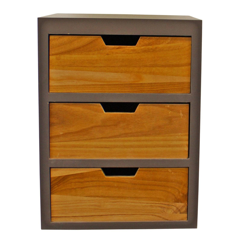 3 Drawer Chest In Grey Finish With Natural Drawers With Removable Legs - Price Crash Furniture