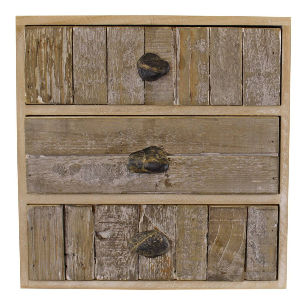 3 Drawer Unit, Driftwood Effect Drawers With Pebble Handles - Price Crash Furniture