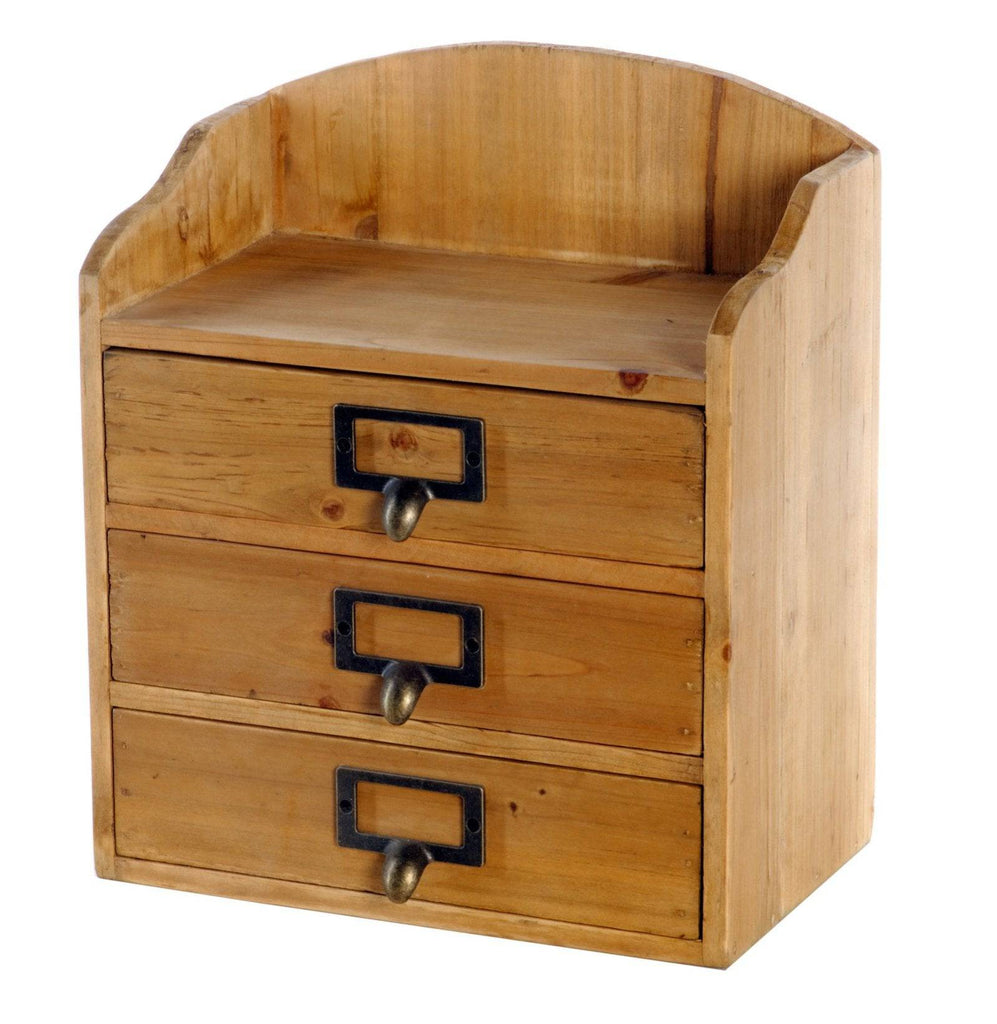 3 Drawers Rustic Wood Storage Organizer - Price Crash Furniture