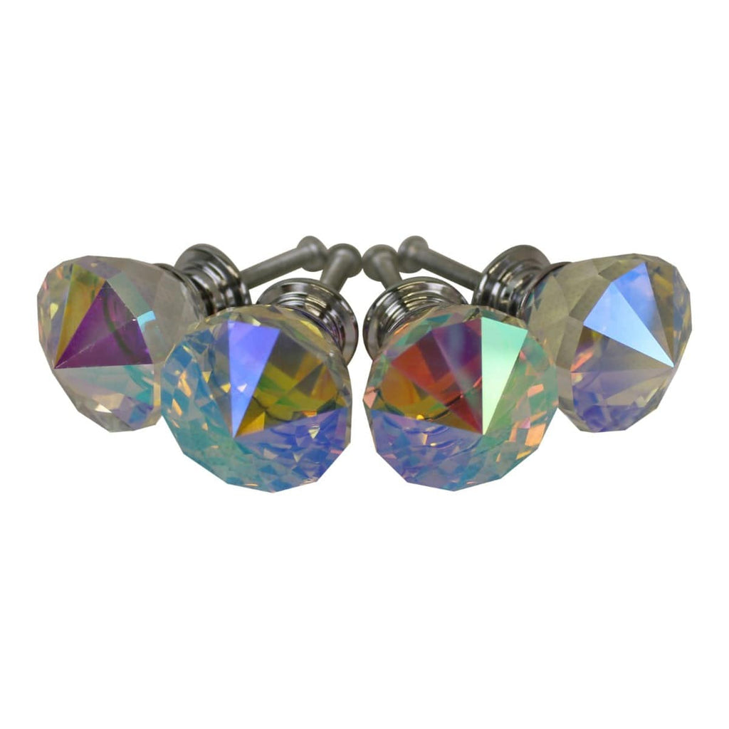 3cm Crystal Effect Doorknobs, diamond shaped, set of 4 - Price Crash Furniture