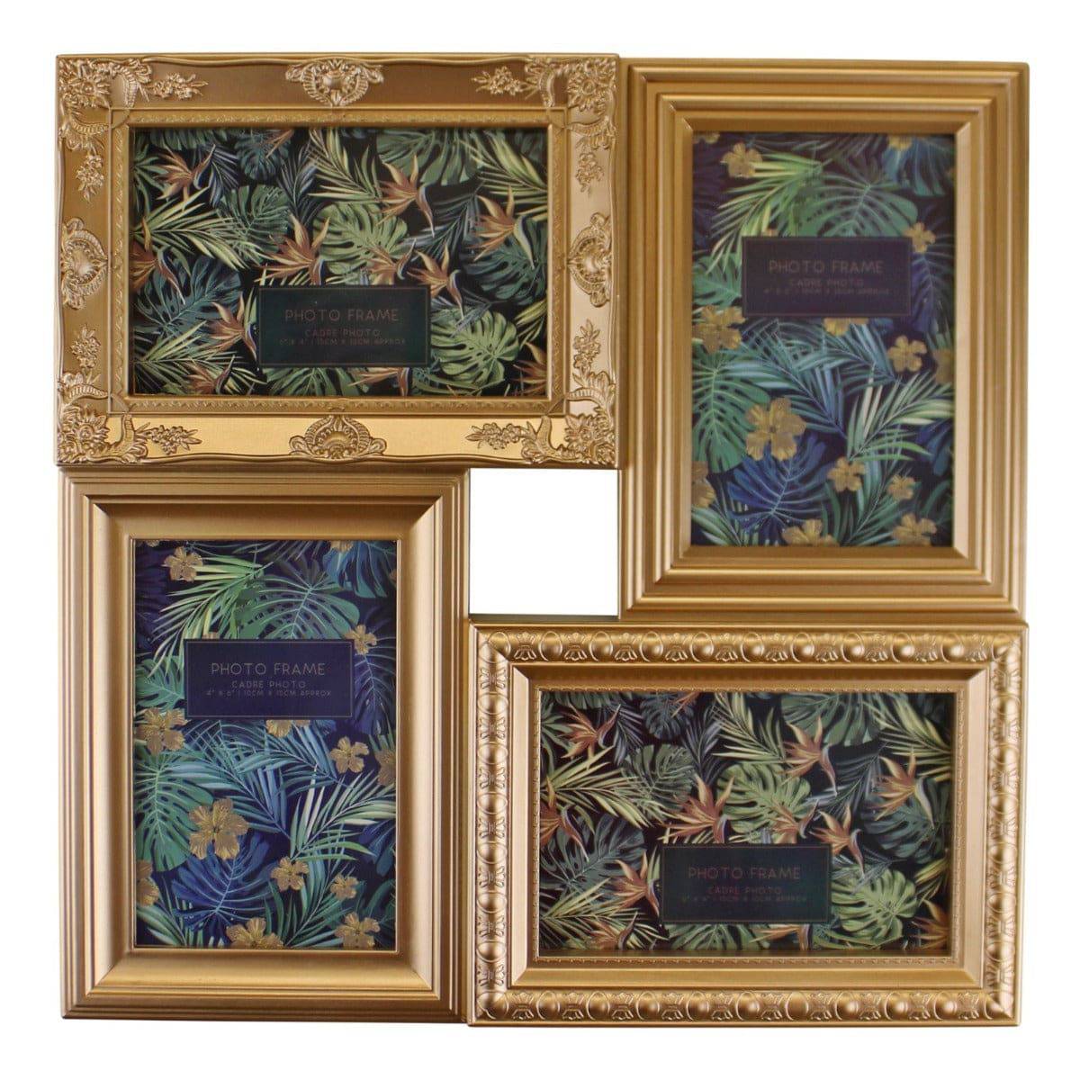 4 Photo Multi Gold Photo Frame, 33cm - Price Crash Furniture