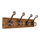 4 Piece Double Metal Hooks On Wooden Base - Price Crash Furniture